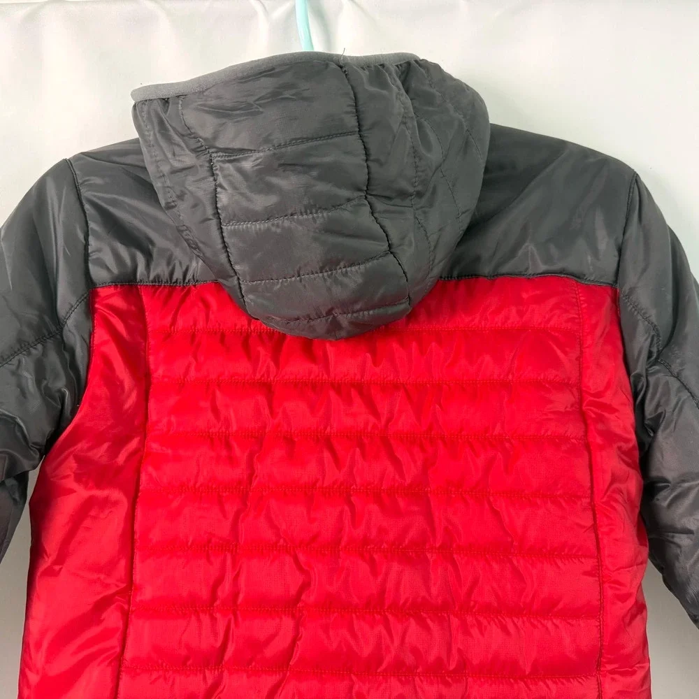 Eddie Bauer Kids Jacket Size M 10/12 Red Hooded Down Puffer Coat Reversible